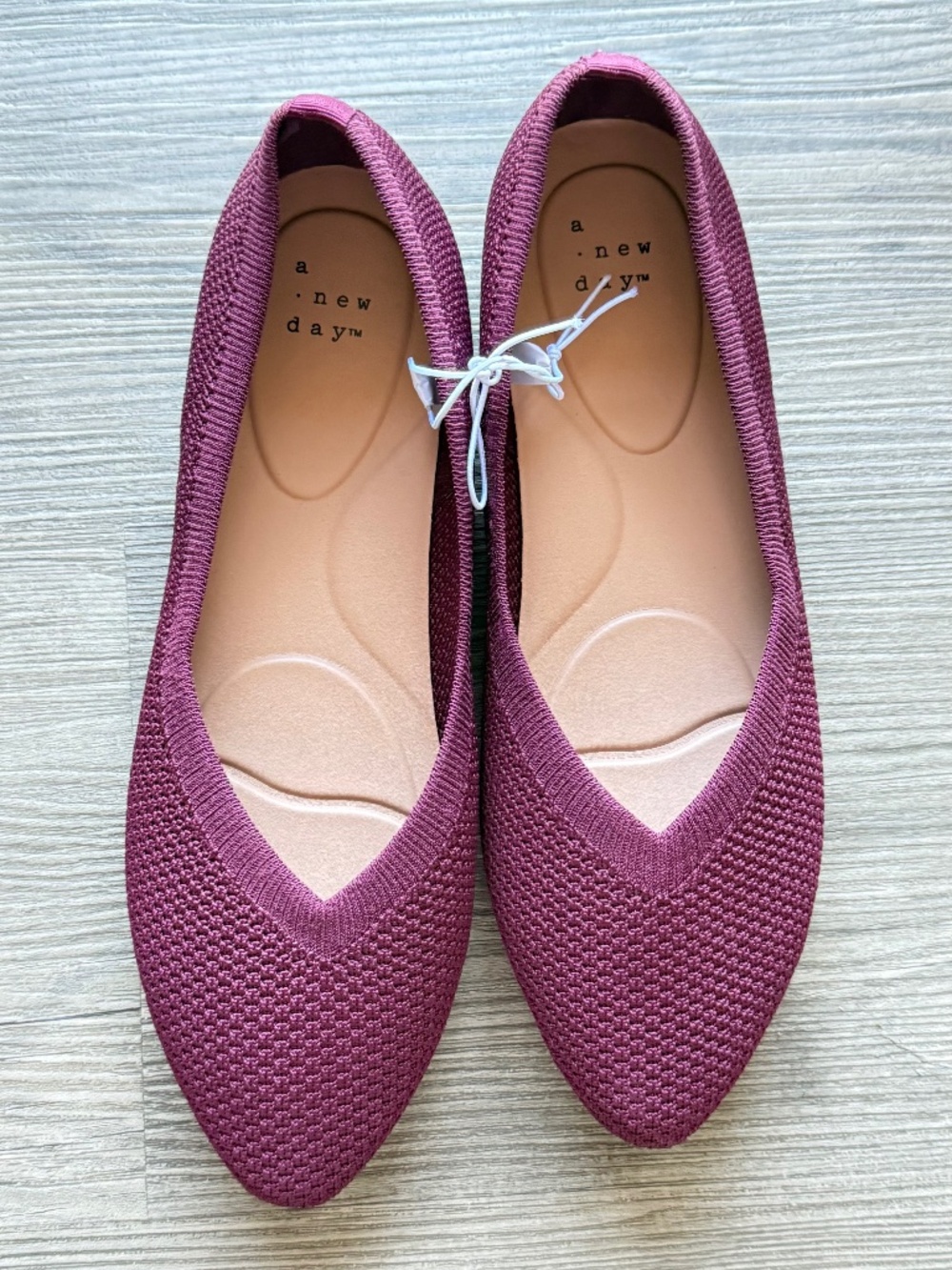 A New Day Claire Washable Knit Ballet Flats Burgundy 7.5 NWT Almond Toe